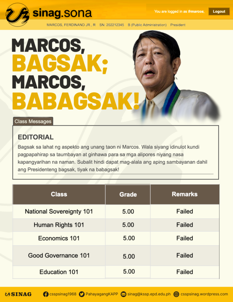 Marcos, bagsak; Marcos babagsak!